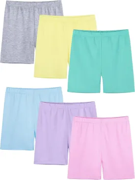 6 Pack Girls Bike Shorts Cartwheel Toddler Biker Under Dress Dance Multi-Color Kids Shorts Girls Clothes
