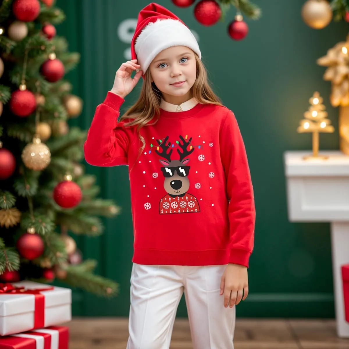 Boys Girls Christmas Sweatshirt Toddler Kids Ugly Xmas Sweater Style Santa Shirt Tops Clothes 1-7 Years