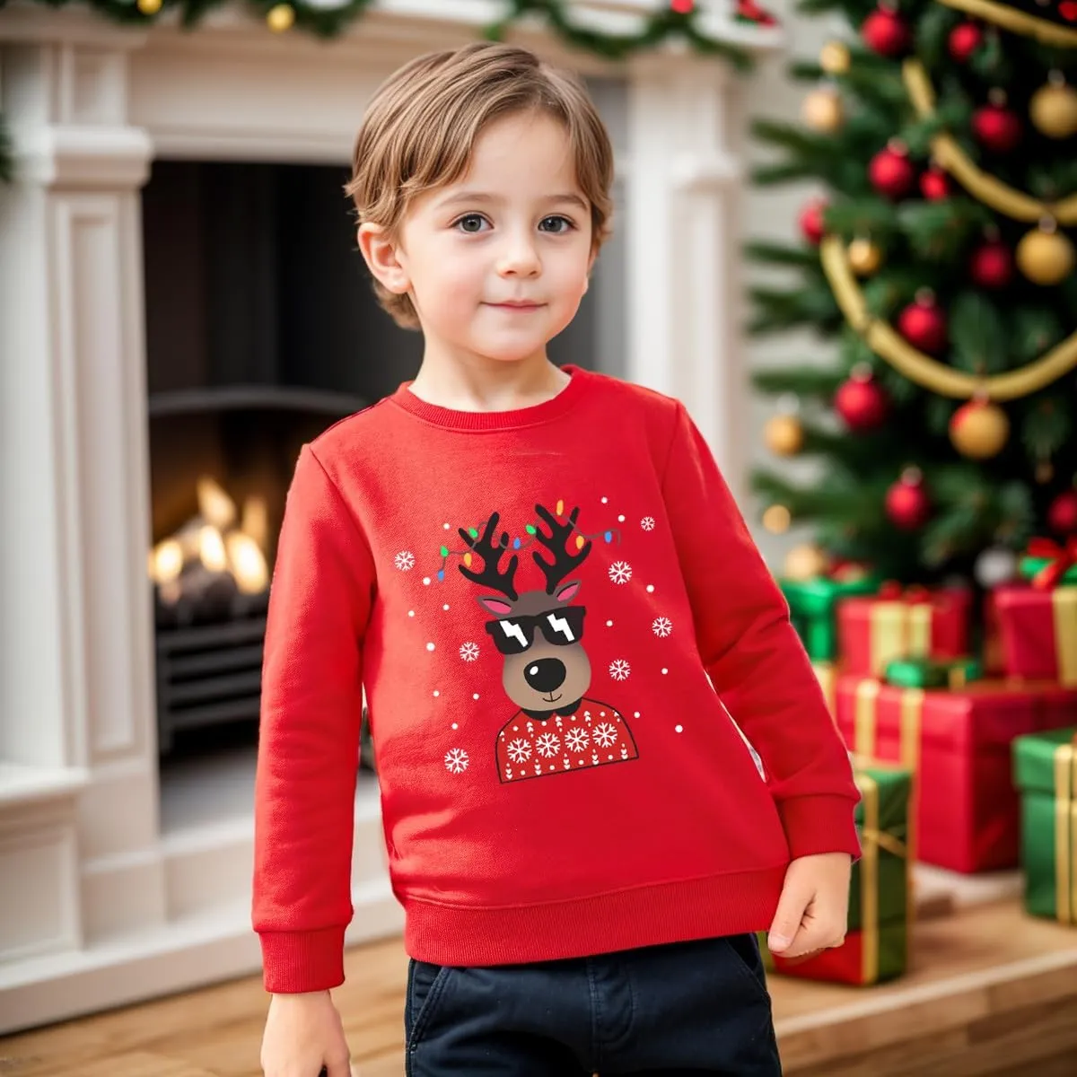 Boys Girls Christmas Sweatshirt Toddler Kids Ugly Xmas Sweater Style Santa Shirt Tops Clothes 1-7 Years