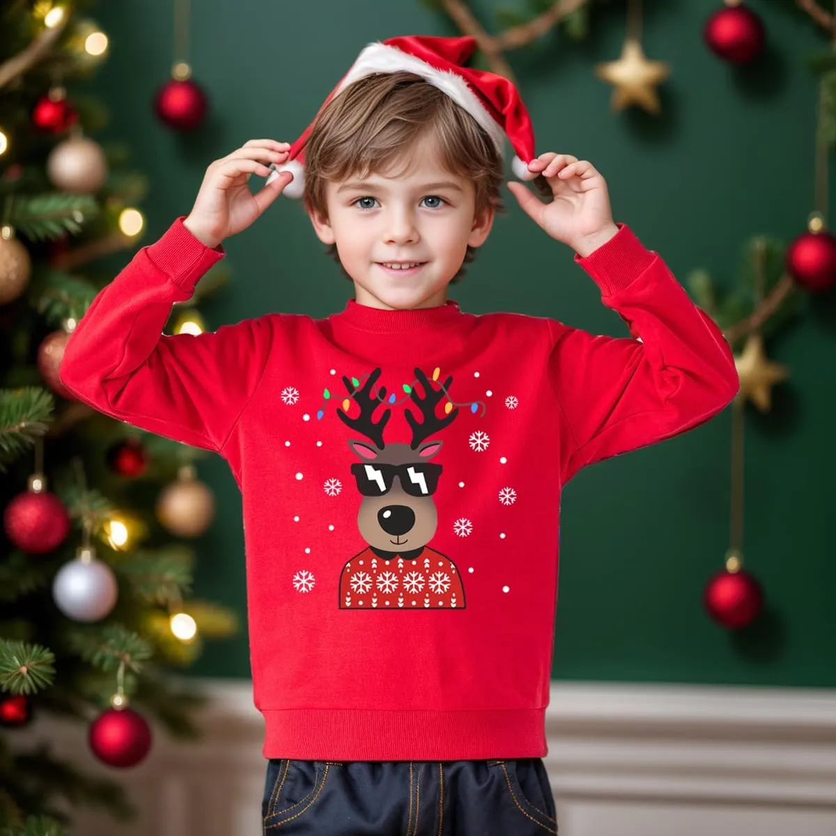Boys Girls Christmas Sweatshirt Toddler Kids Ugly Xmas Sweater Style Santa Shirt Tops Clothes 1-7 Years