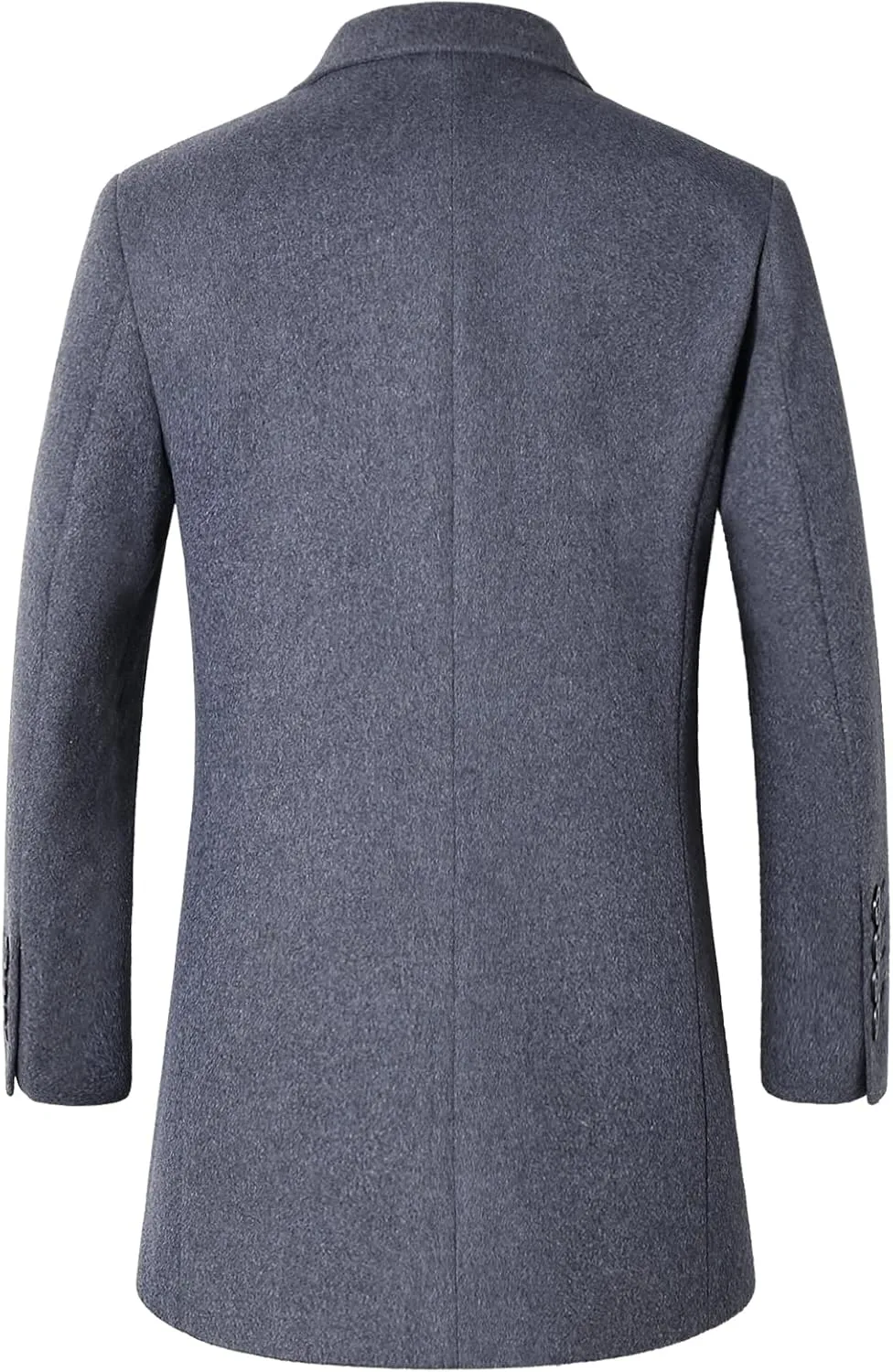 chouyatou Men's Mid-Length Single Breasted Wool Blend Top Coat