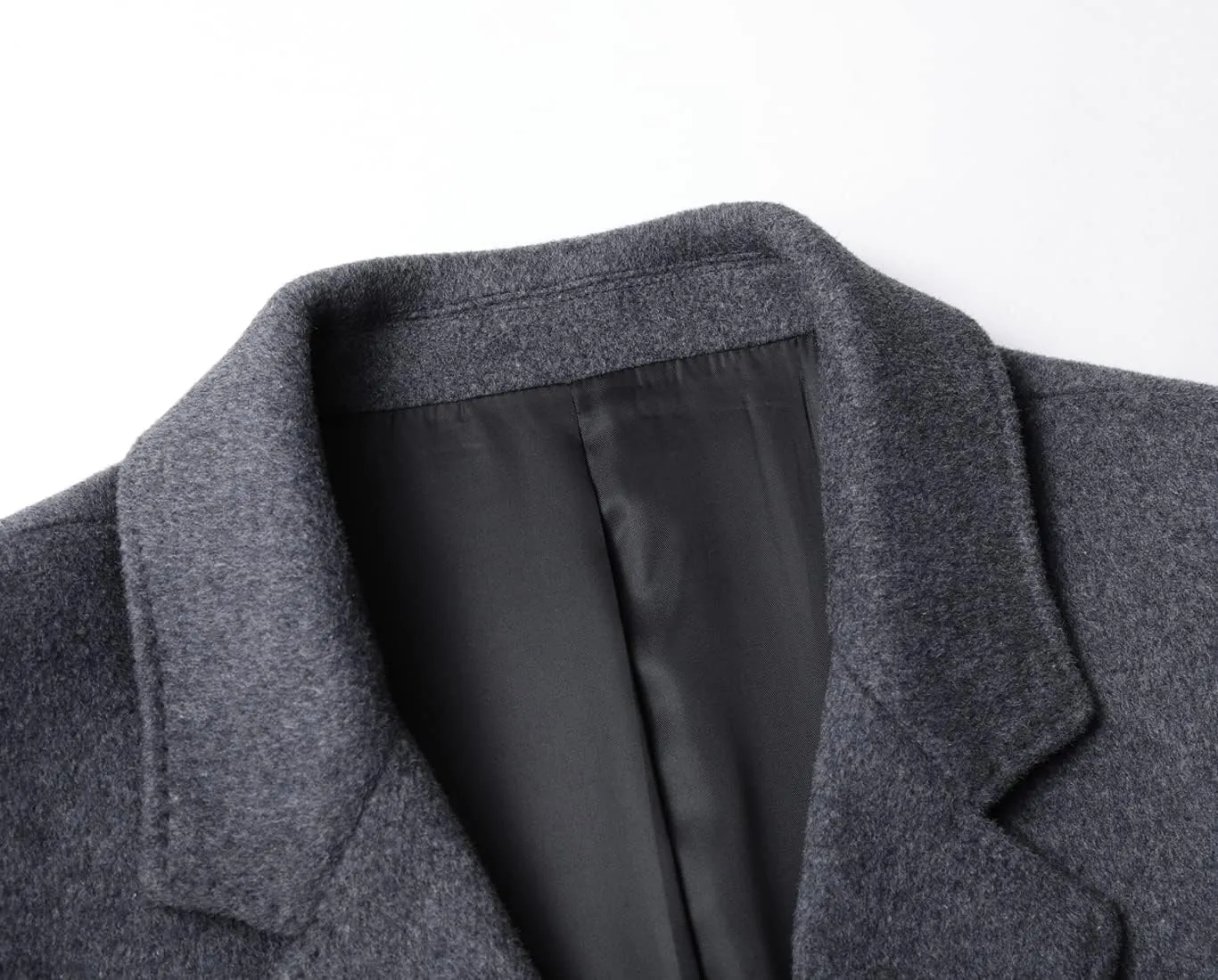 chouyatou Men's Mid-Length Single Breasted Wool Blend Top Coat