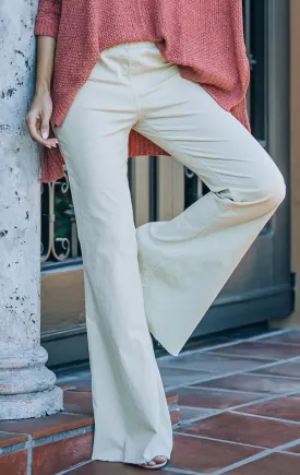 Cream High Rise Flare Corduroy Pants
