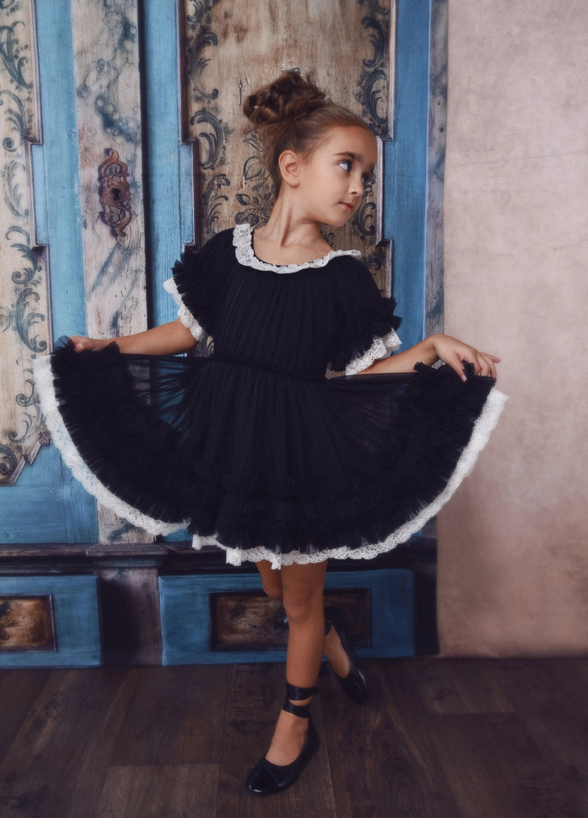 DOLLY by Le Petit Tom ® PORCELAIN DOLLY DRESS black