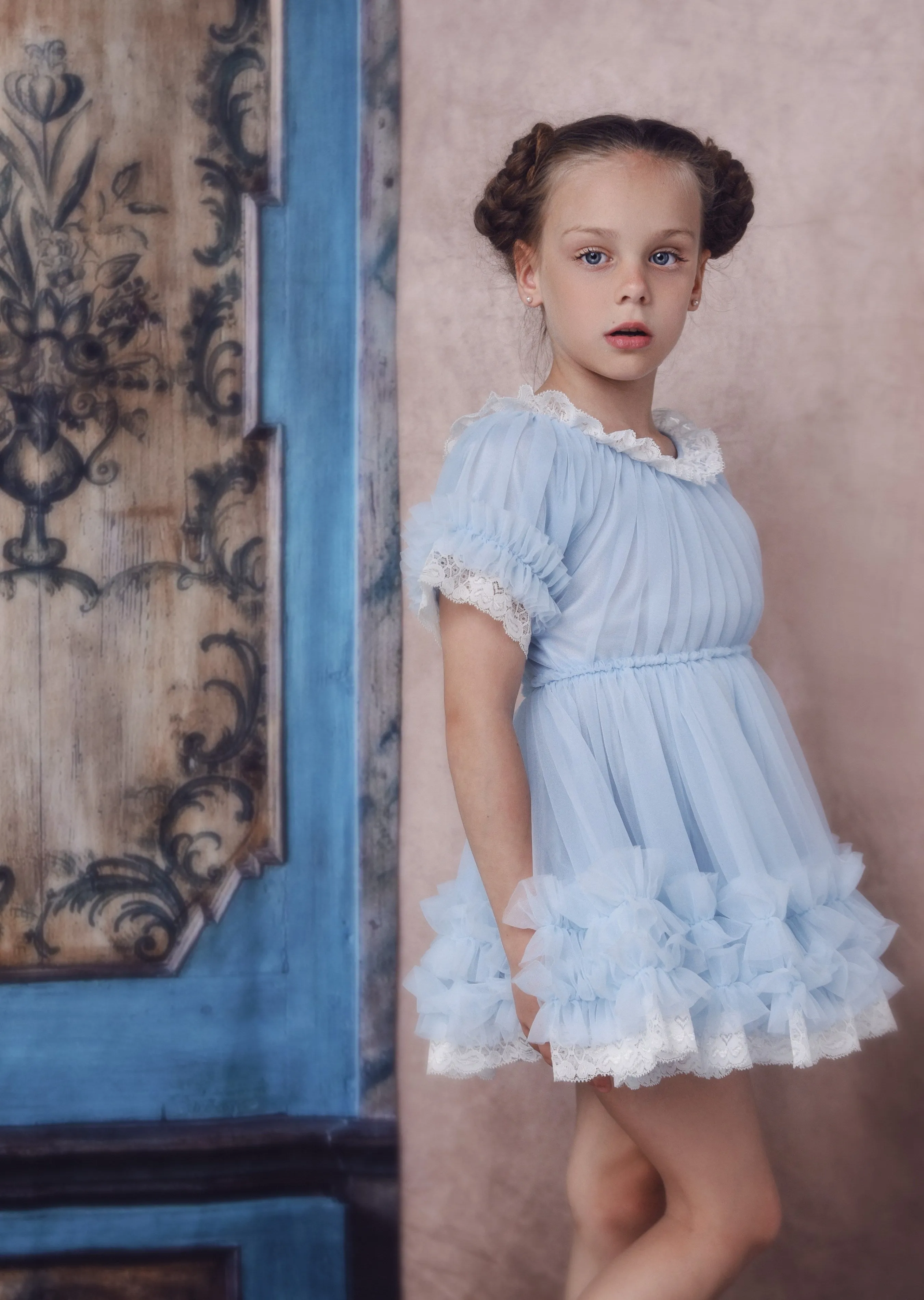 DOLLY by Le Petit Tom ® PORCELAIN DOLLY DRESS light blue