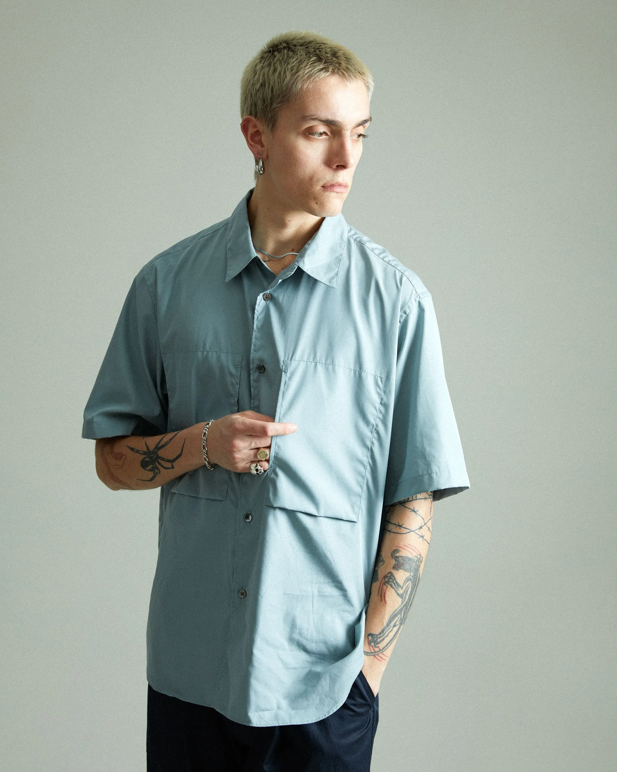 Double Pocket Shirt Blue Grey