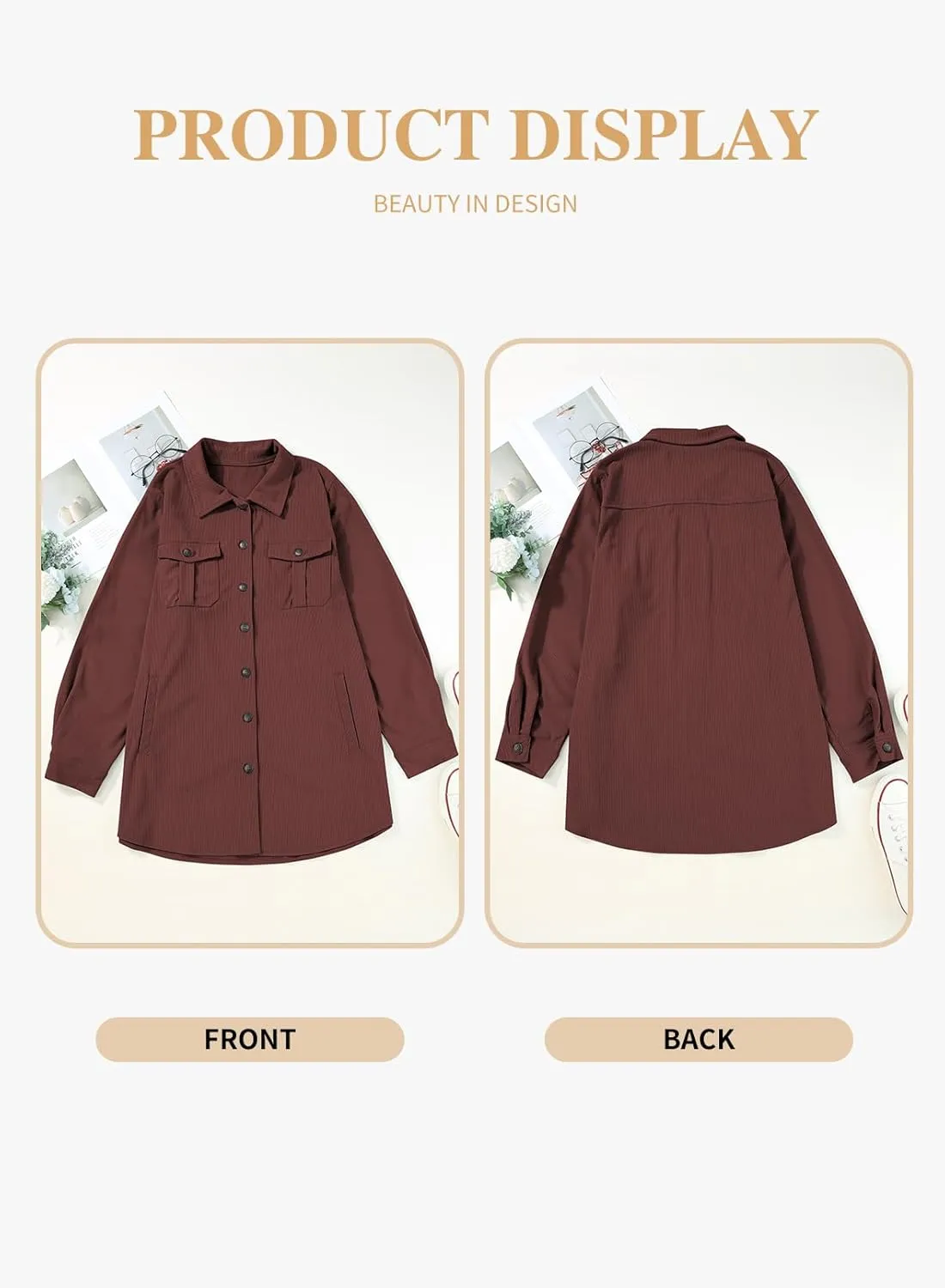 Eytino Womens Plus Size Long Sleeve Button Down Boyfriend Shirts Casual Plaid Shacket Jacket Coats(1X-5X)