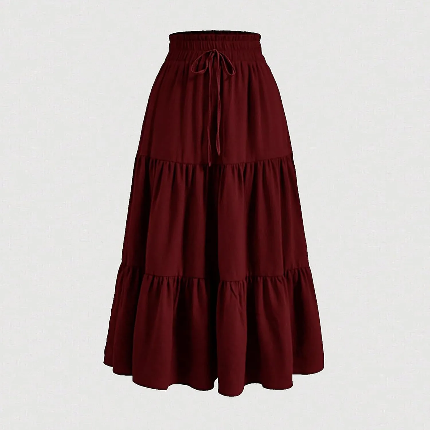 Floral Maxi Skirt for Women Summer Comfy Tiered Elastic High Waisted Skirts Vacation A-Line Flowy Swing Long Skirts