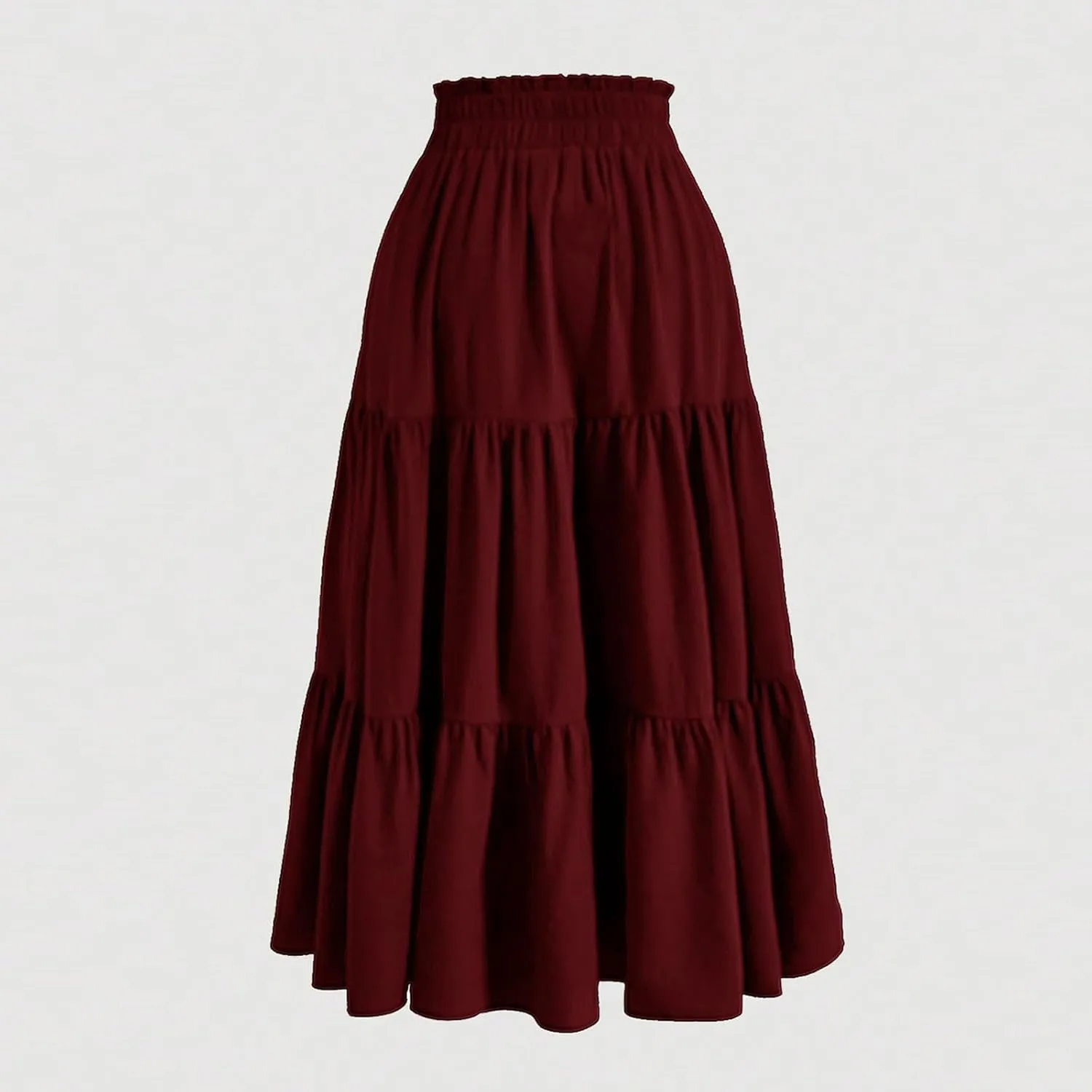 Floral Maxi Skirt for Women Summer Comfy Tiered Elastic High Waisted Skirts Vacation A-Line Flowy Swing Long Skirts