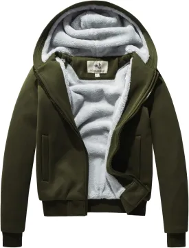 FOURSTEEDS Hooded Faux Fleece Lining Jacket for Women Winter Sherpa Lined Thick Warm Thermal Hoodies Coat