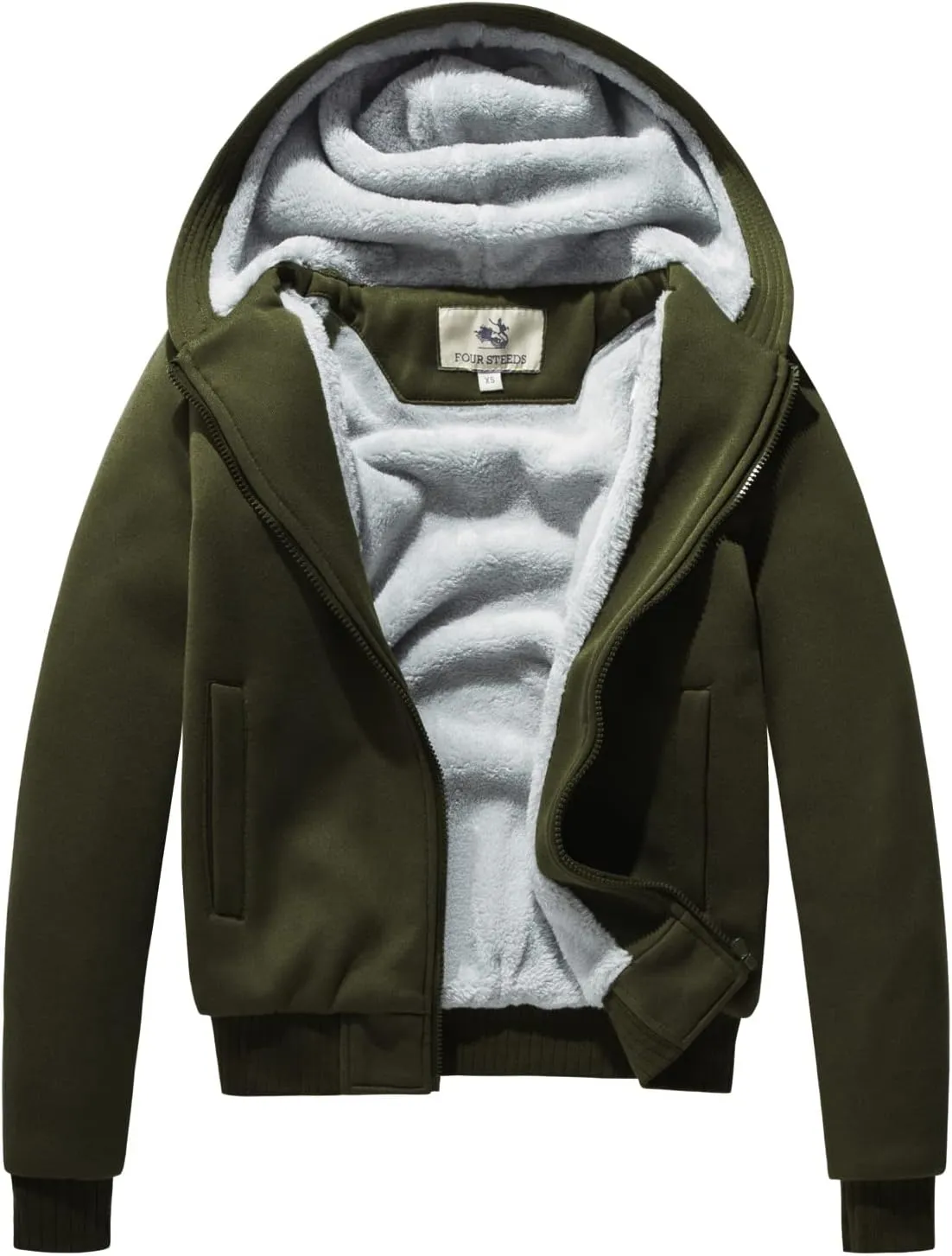 FOURSTEEDS Hooded Faux Fleece Lining Jacket for Women Winter Sherpa Lined Thick Warm Thermal Hoodies Coat
