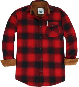 Gioberti Men's Brushed Flannel 100% Cotton Plaid Checkered Shirt with Corduroy Contrast