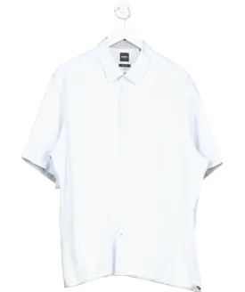 Hugo Boss Blue Short Sleeve Linen Shirt UK XXL