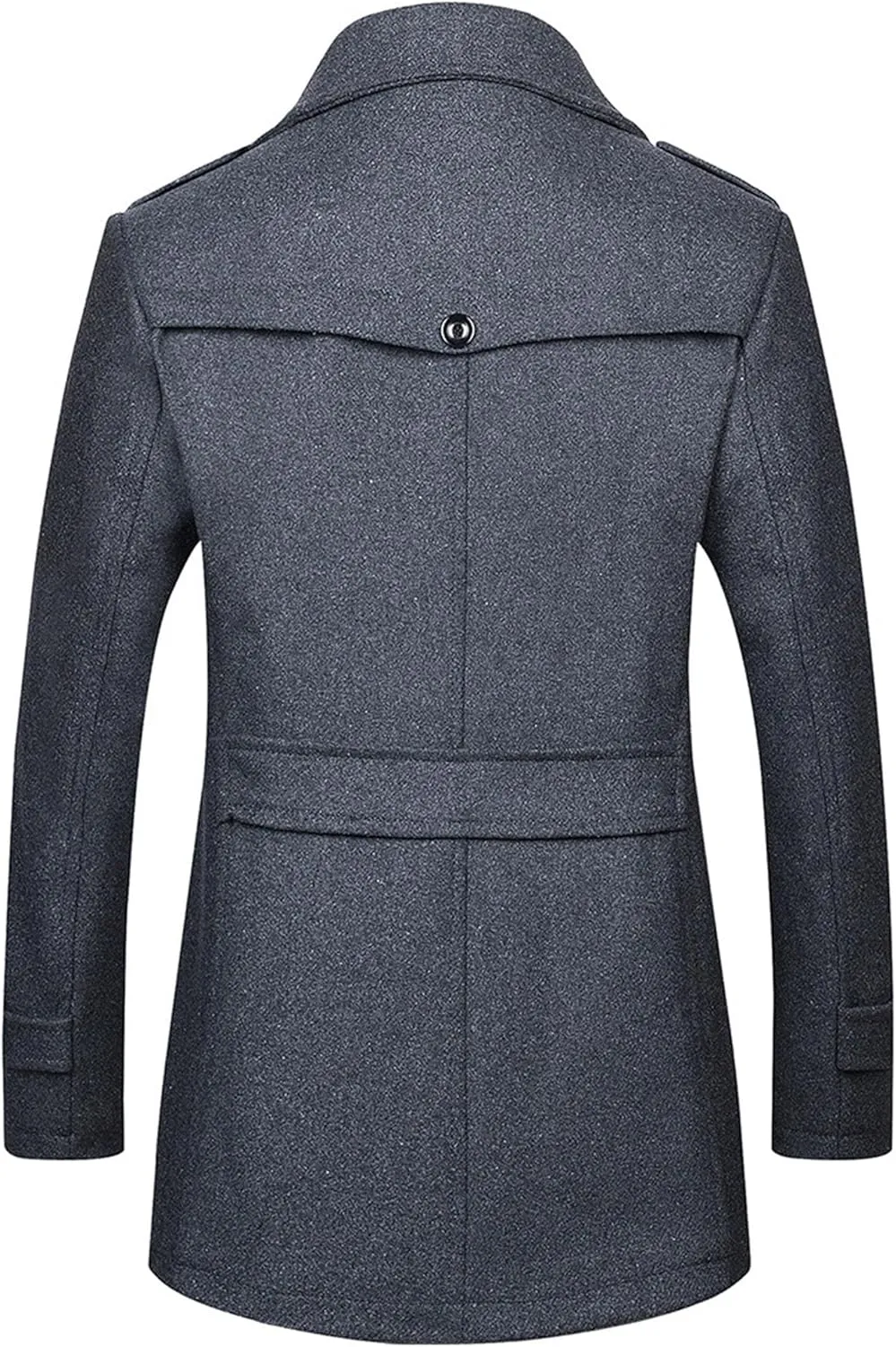JEKE-DG Men's Winter Warm Wool Coats Slim Fit Single Breasted Trench Jacket Windproof Classic Overcoat Zipper Coat