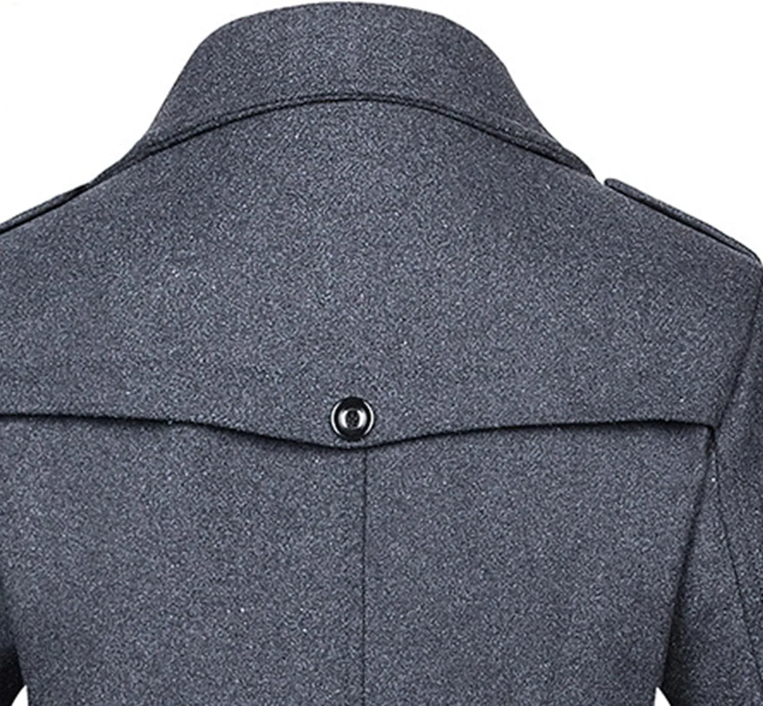 JEKE-DG Men's Winter Warm Wool Coats Slim Fit Single Breasted Trench Jacket Windproof Classic Overcoat Zipper Coat