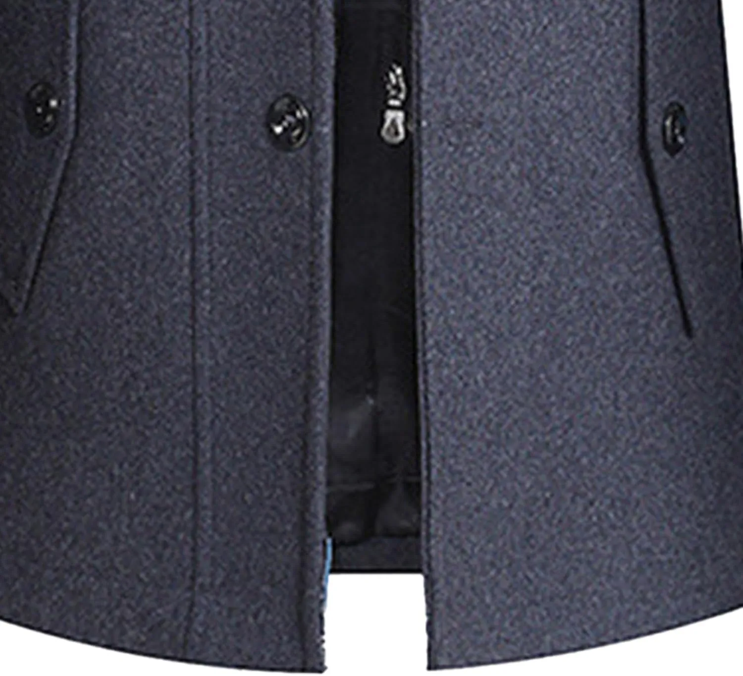 JEKE-DG Men's Winter Warm Wool Coats Slim Fit Single Breasted Trench Jacket Windproof Classic Overcoat Zipper Coat