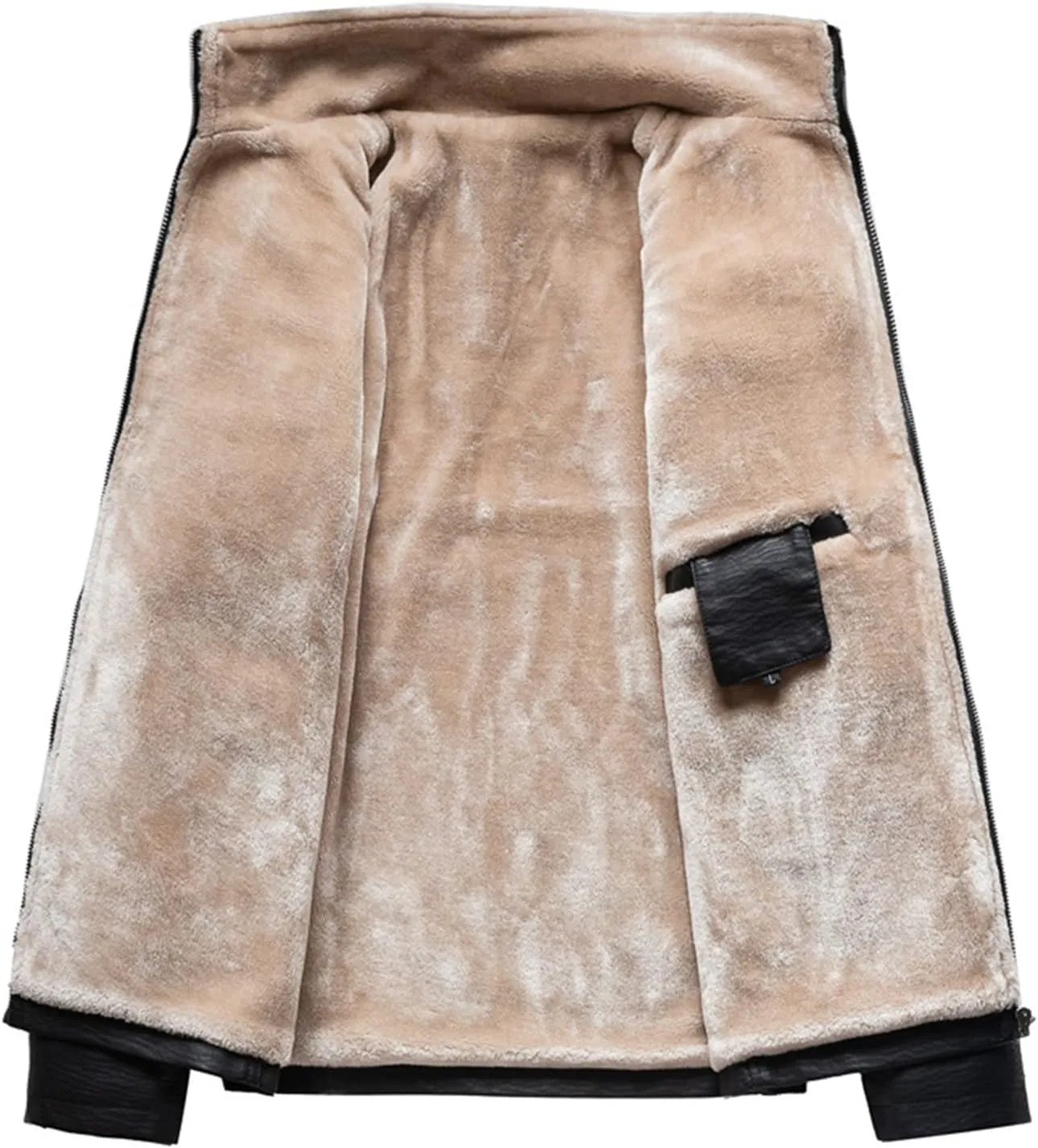 JEShifangjiusu Men Faux Leather Sherpa Lined Trucker Jacket Stand Collar Fleece Bomber Jacket Motorcycle Lightweight Outwear