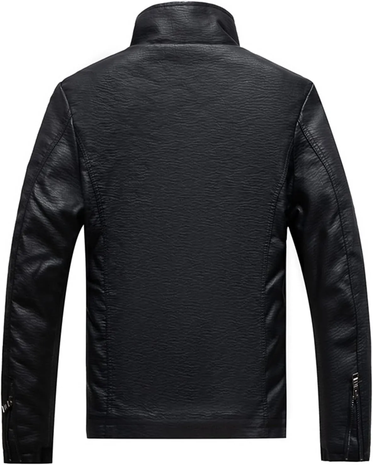JEShifangjiusu Men Faux Leather Sherpa Lined Trucker Jacket Stand Collar Fleece Bomber Jacket Motorcycle Lightweight Outwear