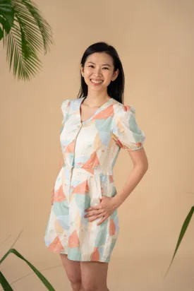 Ladies Evie Playsuit - Green Landscape