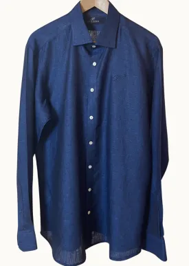 Laos Long Sleeve Linen Shirt - Dark Blue