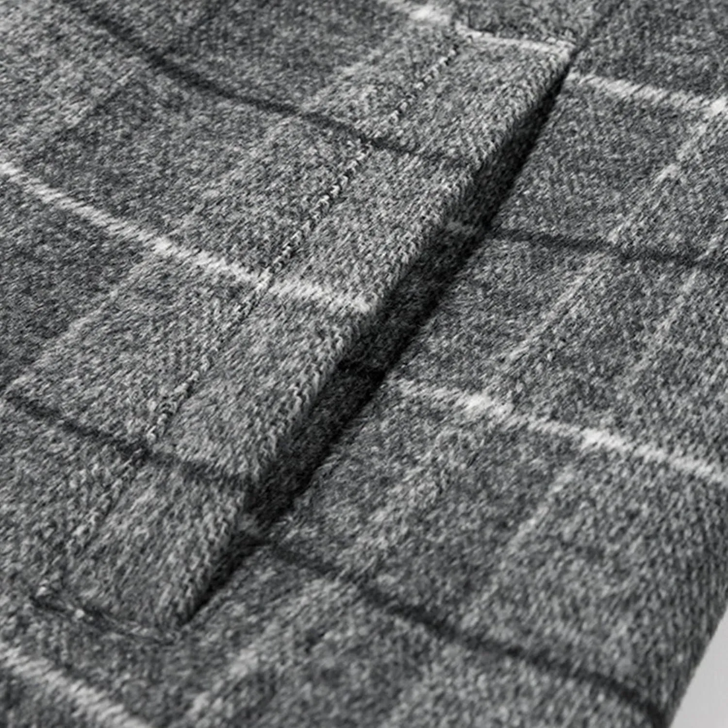 Maiyifu-GJ Mens Plaid Trench Coat Winter Single Breasted Wool Blend Top Pea Coat Classic Stylish Business Overcoat