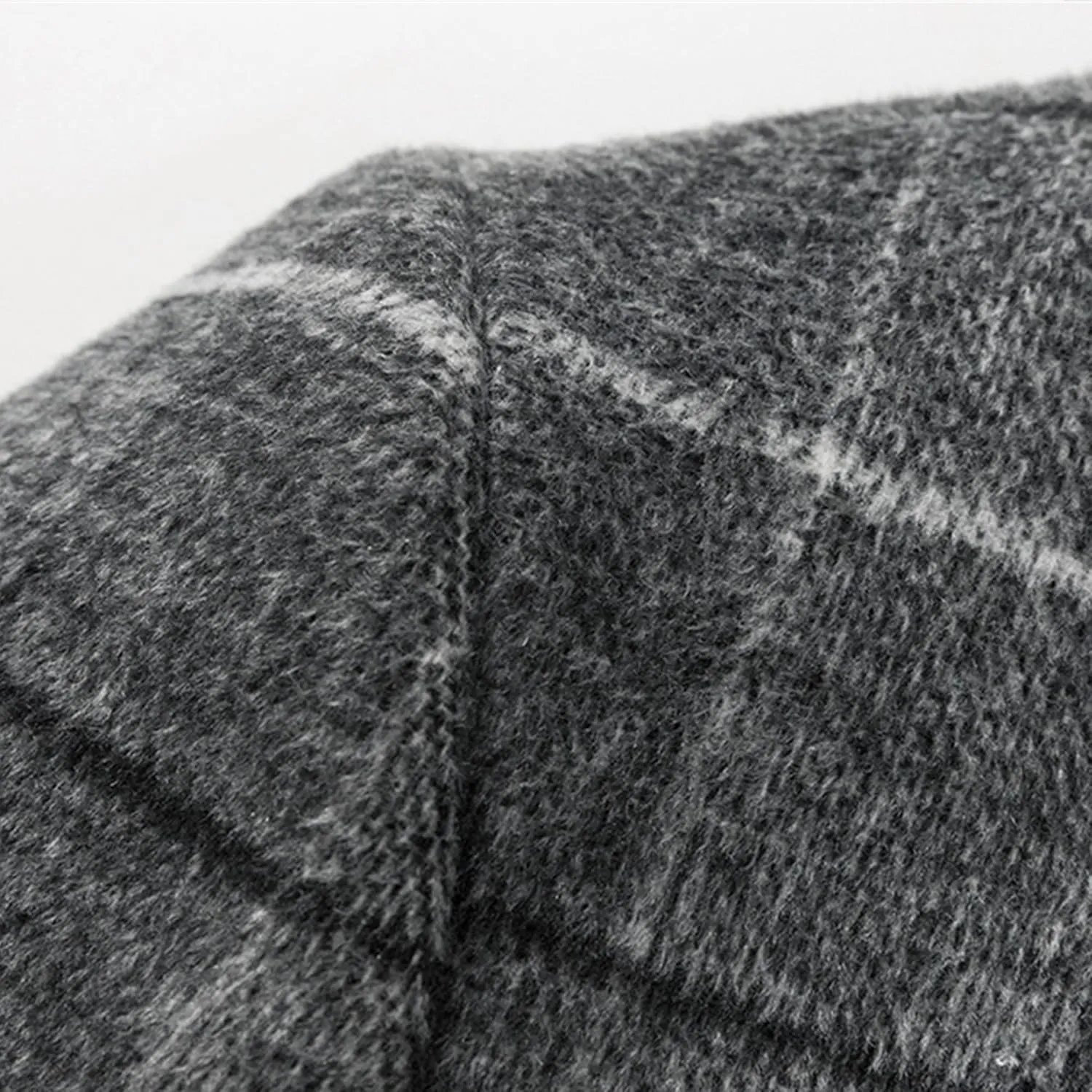 Maiyifu-GJ Mens Plaid Trench Coat Winter Single Breasted Wool Blend Top Pea Coat Classic Stylish Business Overcoat