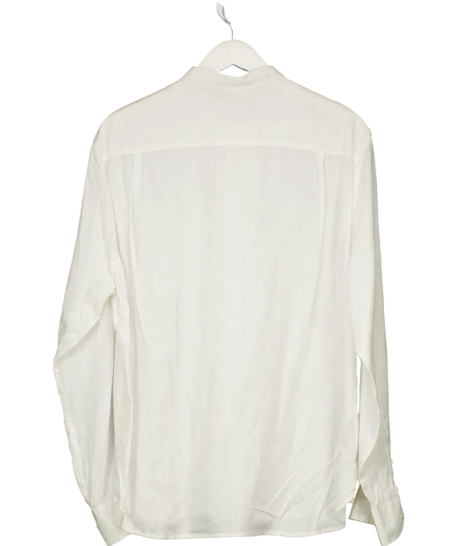 MANGO White Linen Long Sleeve Shirt UK L