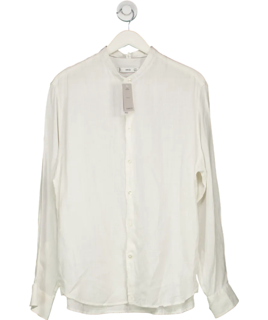 MANGO White Linen Long Sleeve Shirt UK L