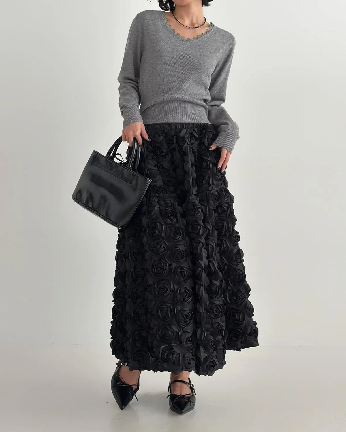 NRTHYE Women 3D Floral Tulle Maxi Skirt Elegant High Waisted Fairy Puffy Flared A Line Formal Long Skirts