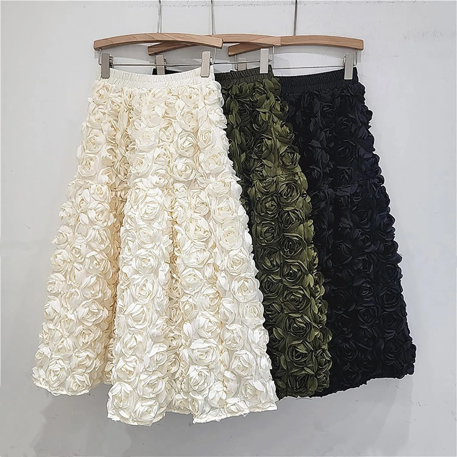 NRTHYE Women 3D Floral Tulle Maxi Skirt Elegant High Waisted Fairy Puffy Flared A Line Formal Long Skirts