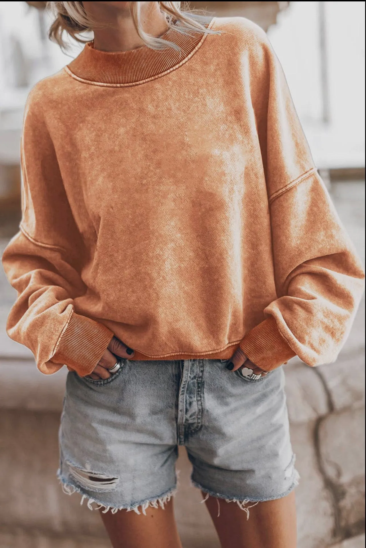 Orange Drop Shoulder Sweatshirt
