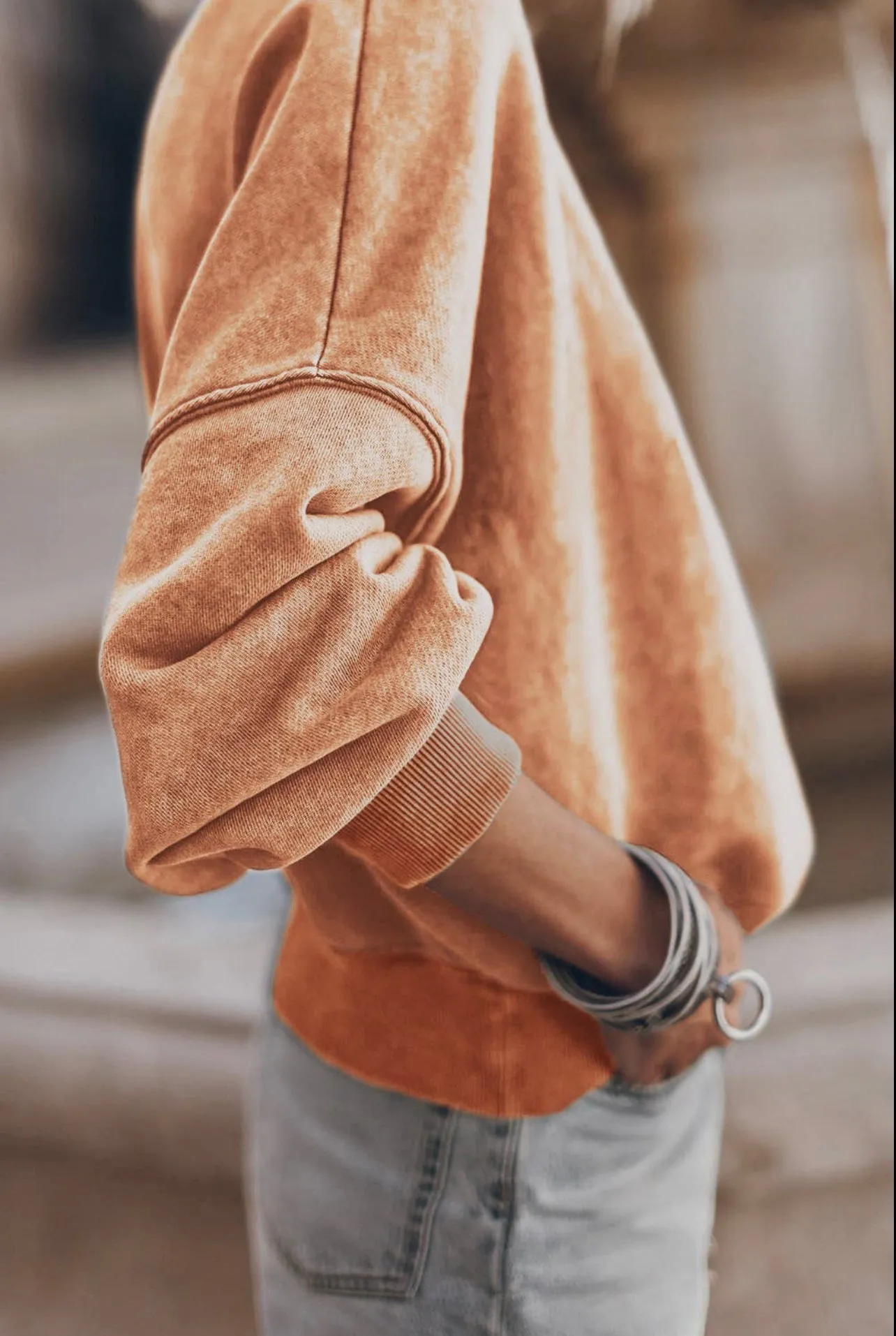 Orange Drop Shoulder Sweatshirt