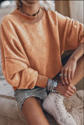 Orange Drop Shoulder Sweatshirt