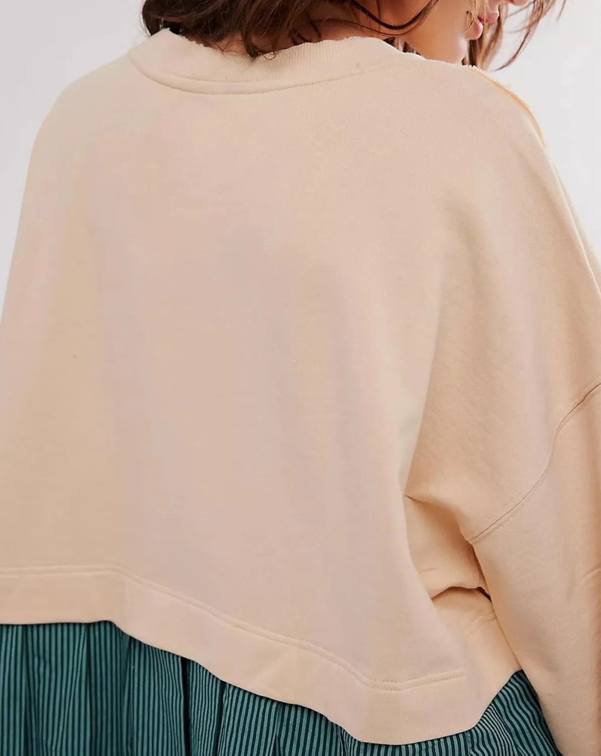 Oversized Sweatshirt Dress Women Striped Long Sleeve Patchwork Pullover Top Flowy Pleated Mini Dress