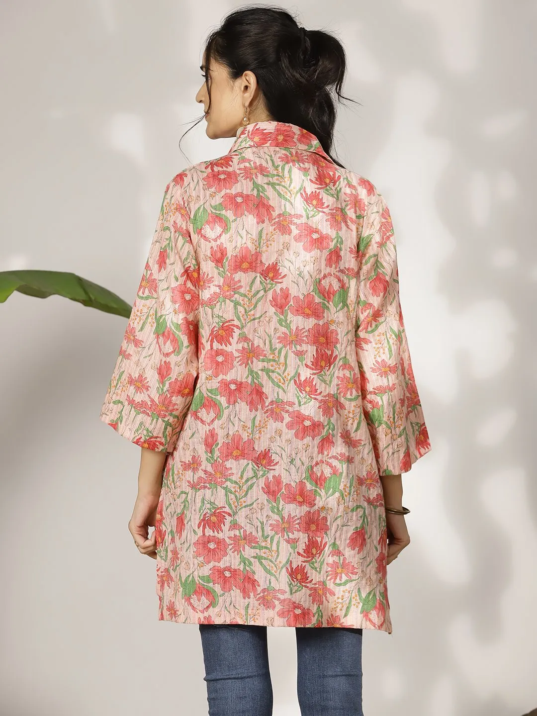 PinkFloral Cotton Shrug