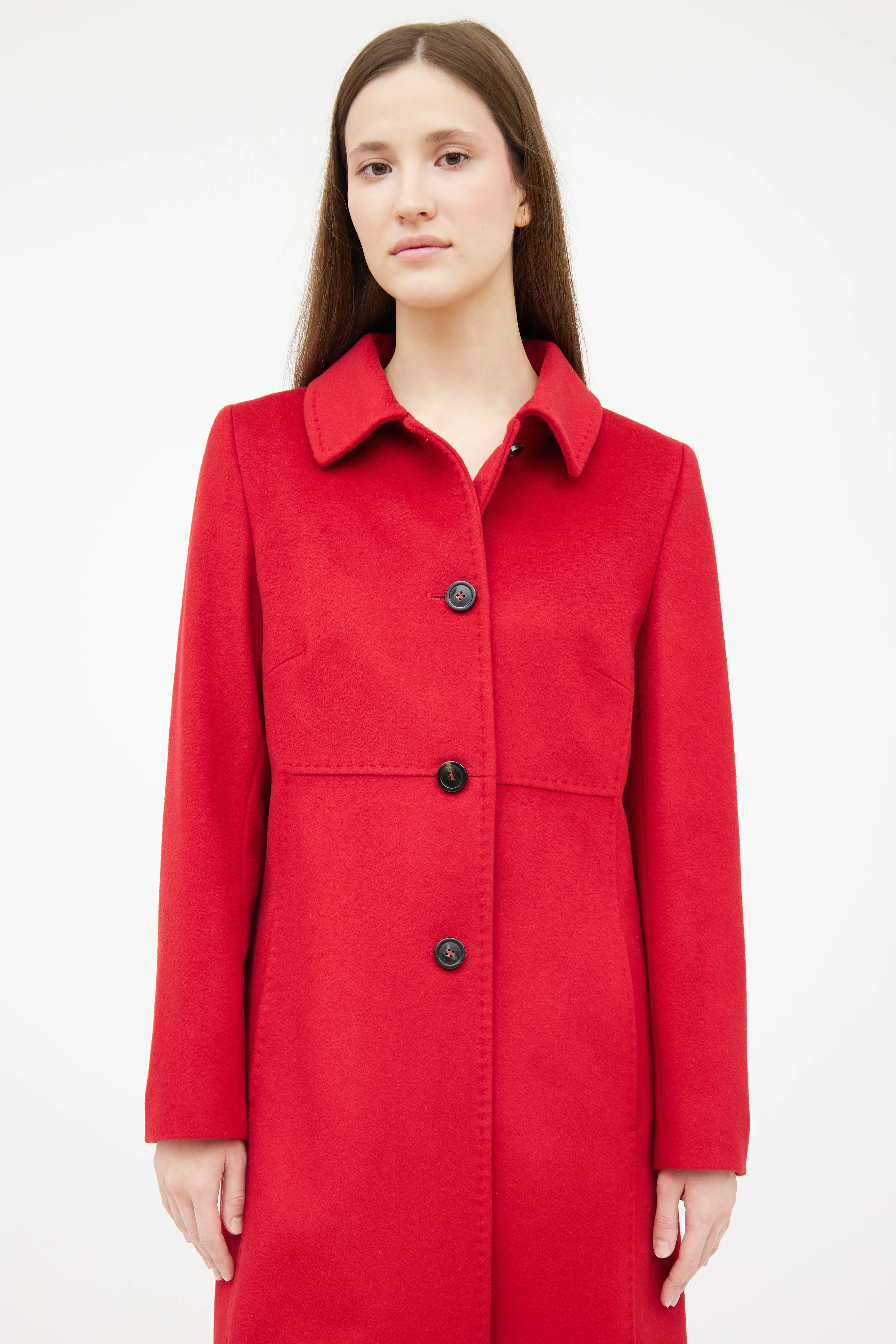 Red Wool Panelled Coat