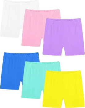 Resinta 6 Pack Girls Bike Shorts Under Dress Dance Cartwheel Shorts for Toddler Kids Summer Clothes Multicolor