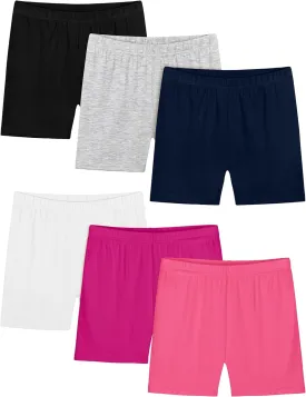 Resinta 6 Pack Girls Bike Shorts Under Dress Dance Cartwheel Shorts for Toddler Kids Summer Clothes Multicolor