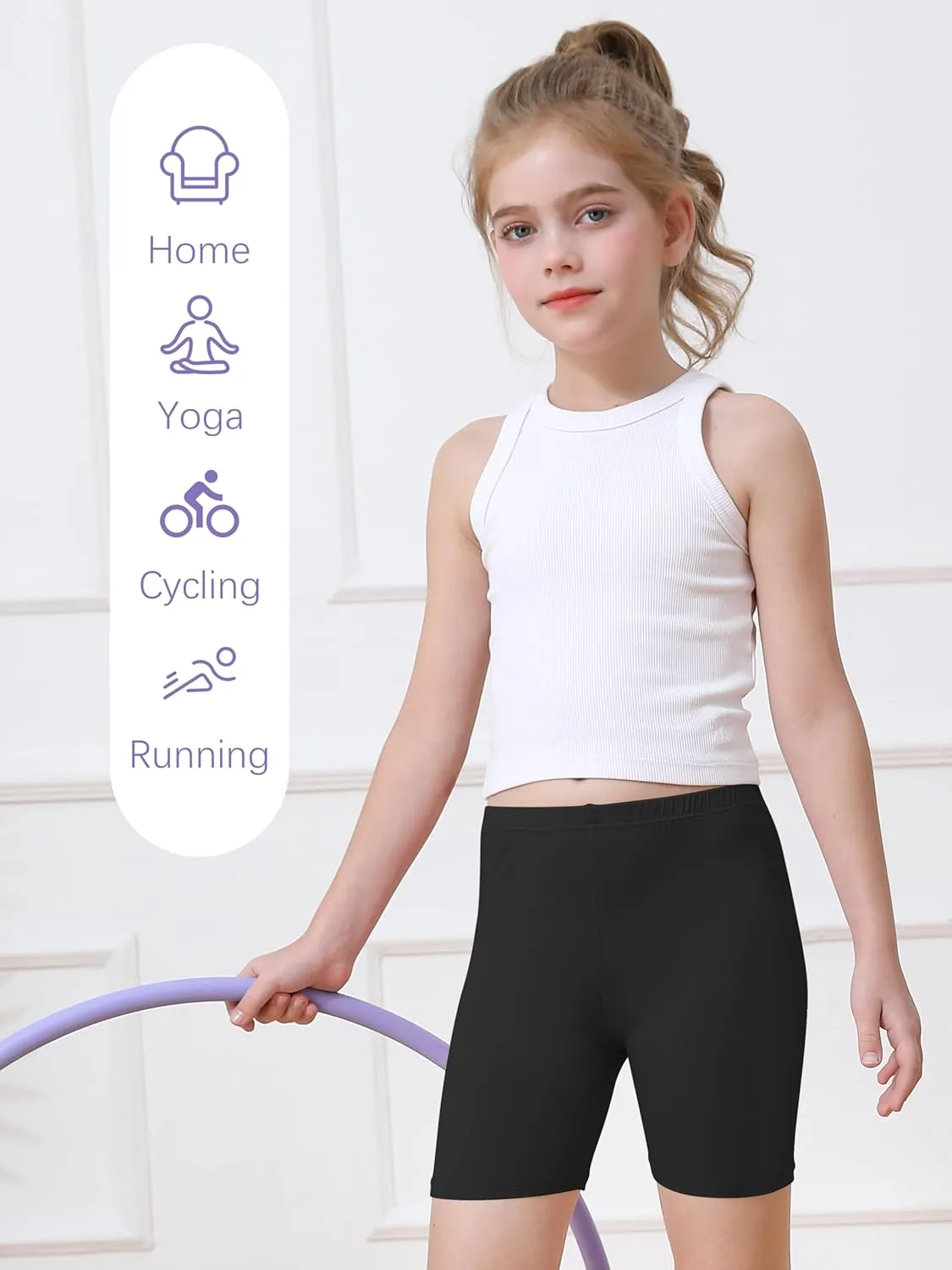 Resinta 6 Pack Girls Bike Shorts Under Dress Dance Cartwheel Shorts for Toddler Kids Summer Clothes Multicolor