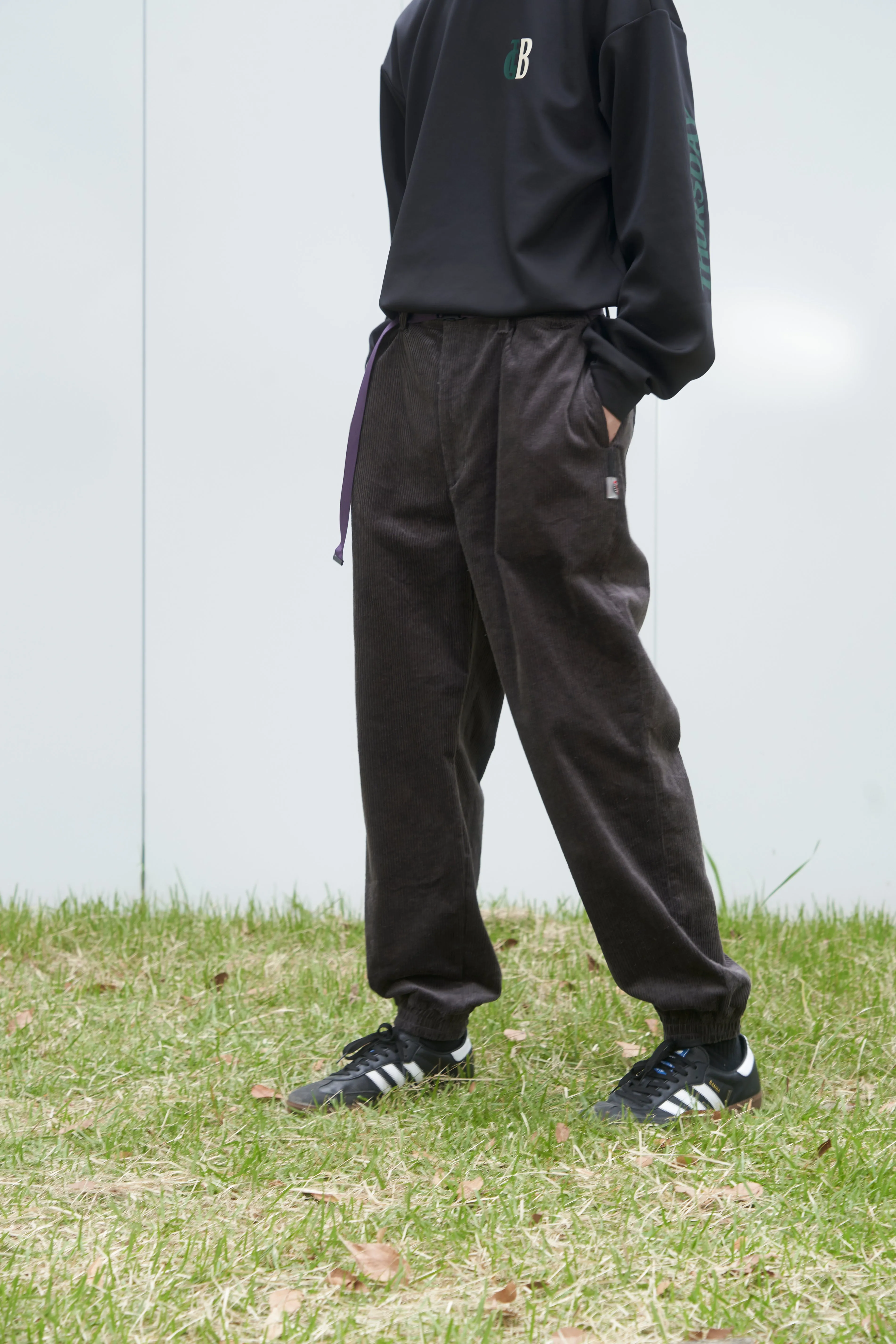 Stretch Corduroy Shirring Pants GRAY