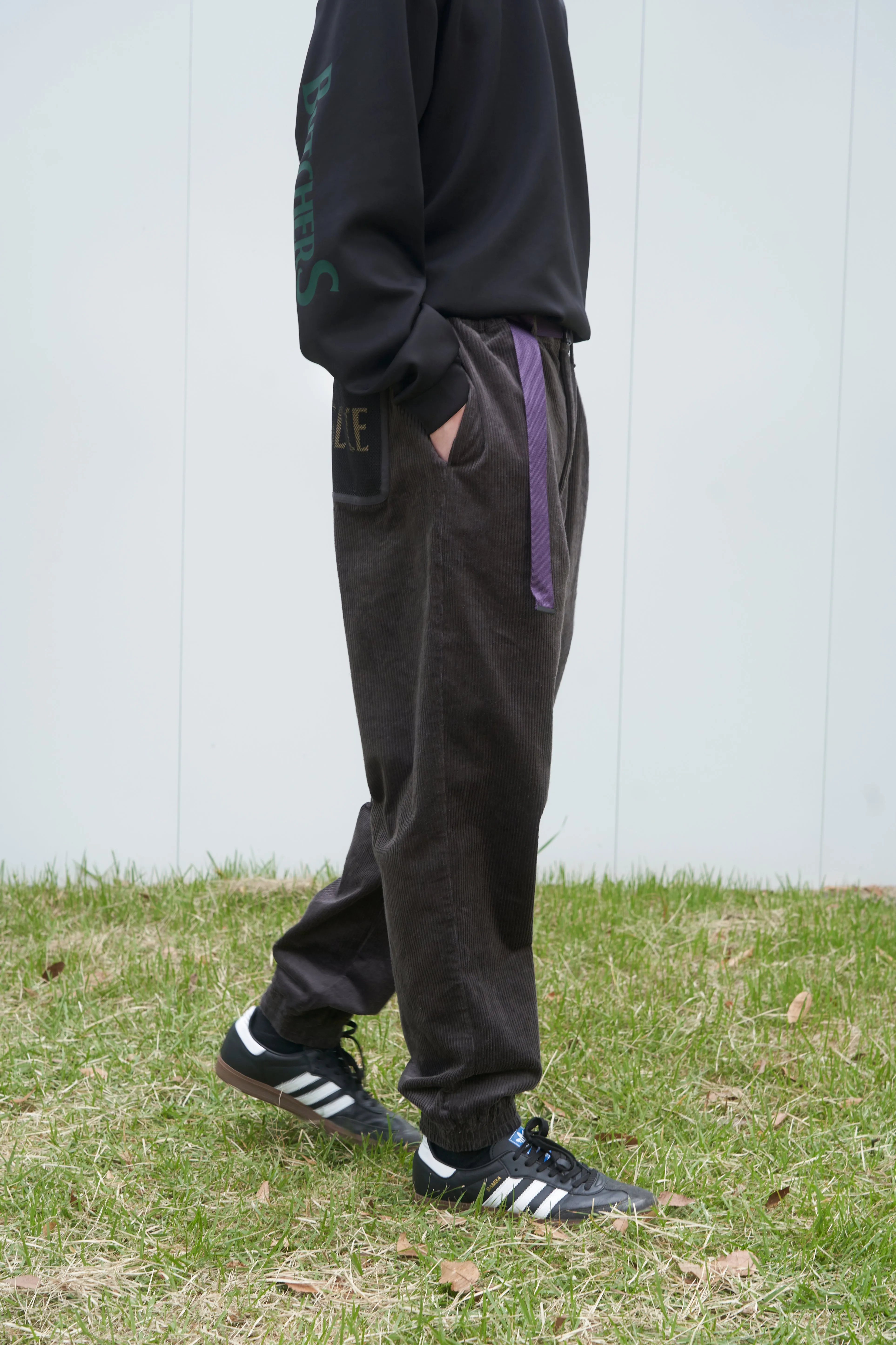 Stretch Corduroy Shirring Pants GRAY