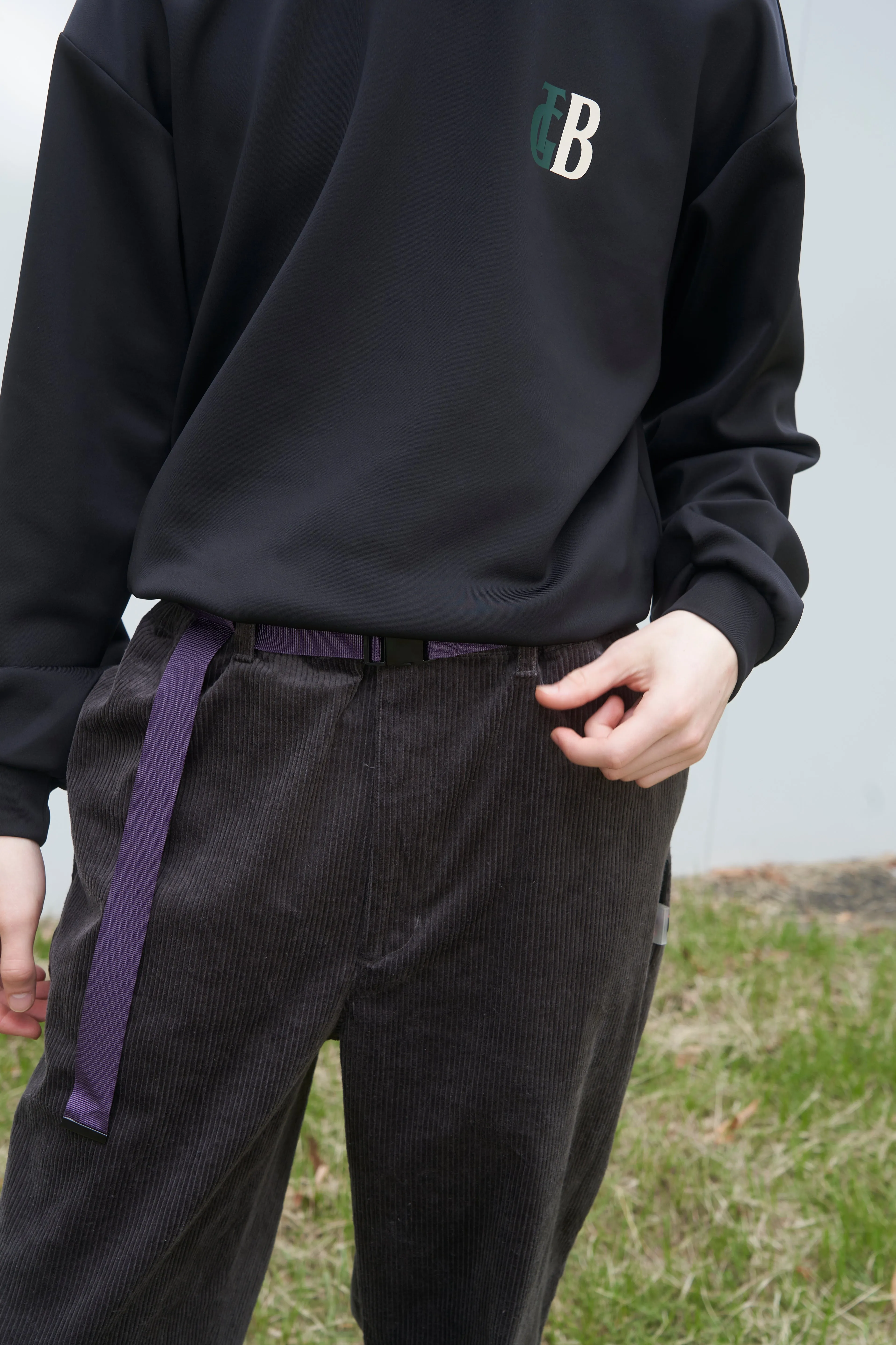 Stretch Corduroy Shirring Pants GRAY