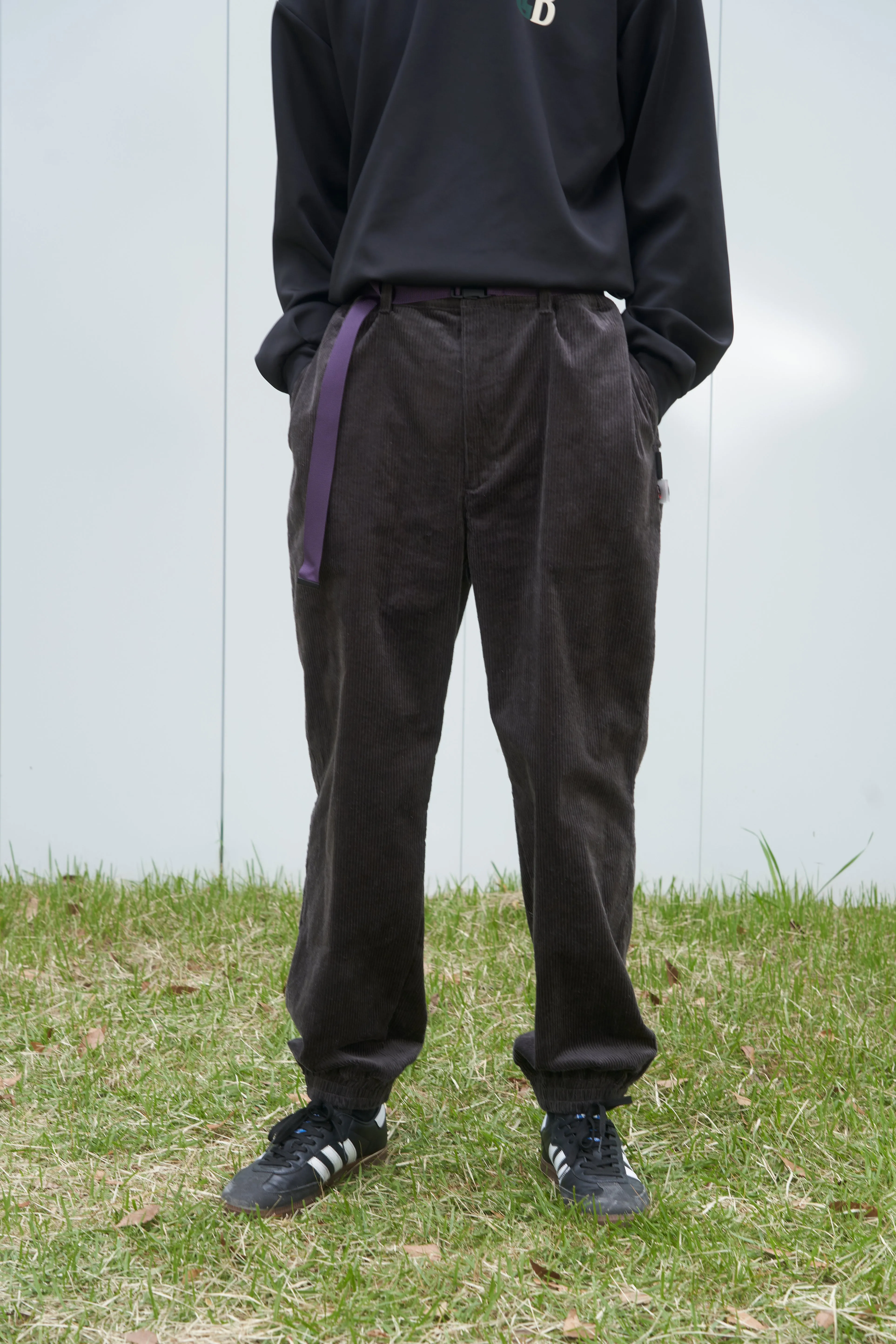 Stretch Corduroy Shirring Pants GRAY