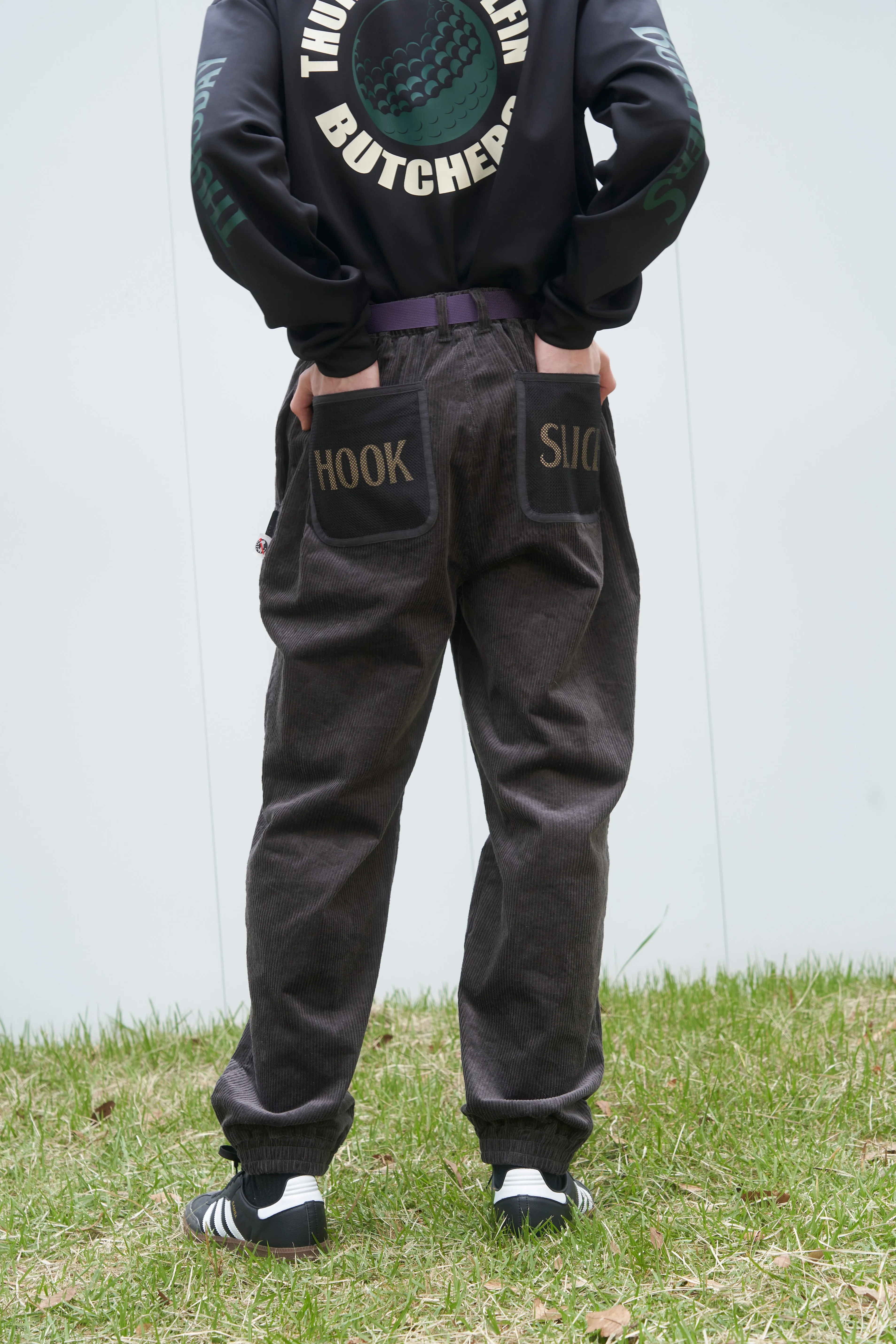 Stretch Corduroy Shirring Pants GRAY