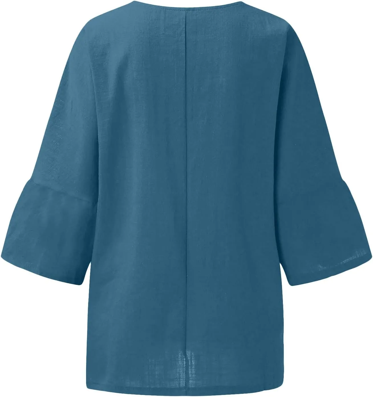 Summer Tops for Women Linen 3/4 Sleeve Blouses Casual Crewneck Shirt Plus Size Baggy T Shirt Loose Fit Beach Shirts