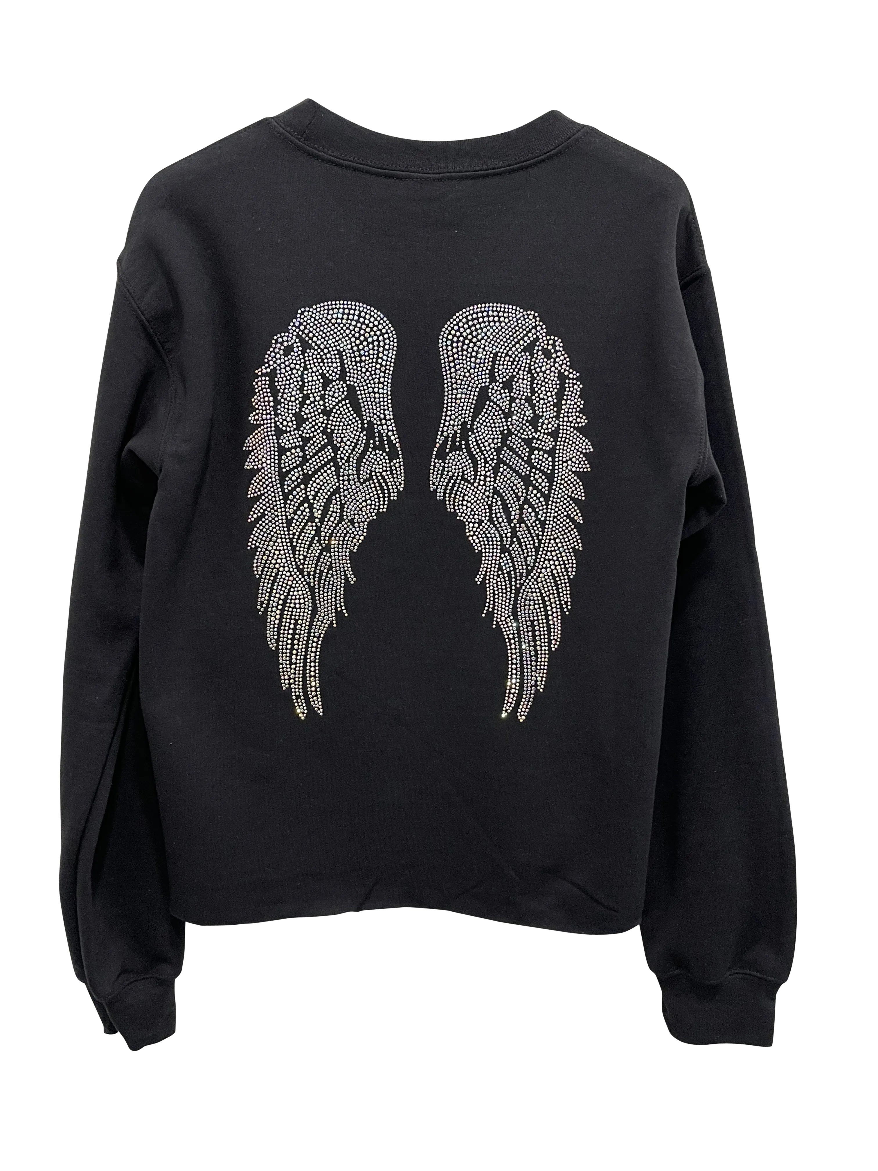 Sweatshirt, Crewneck Black, Iridescent Wings on back