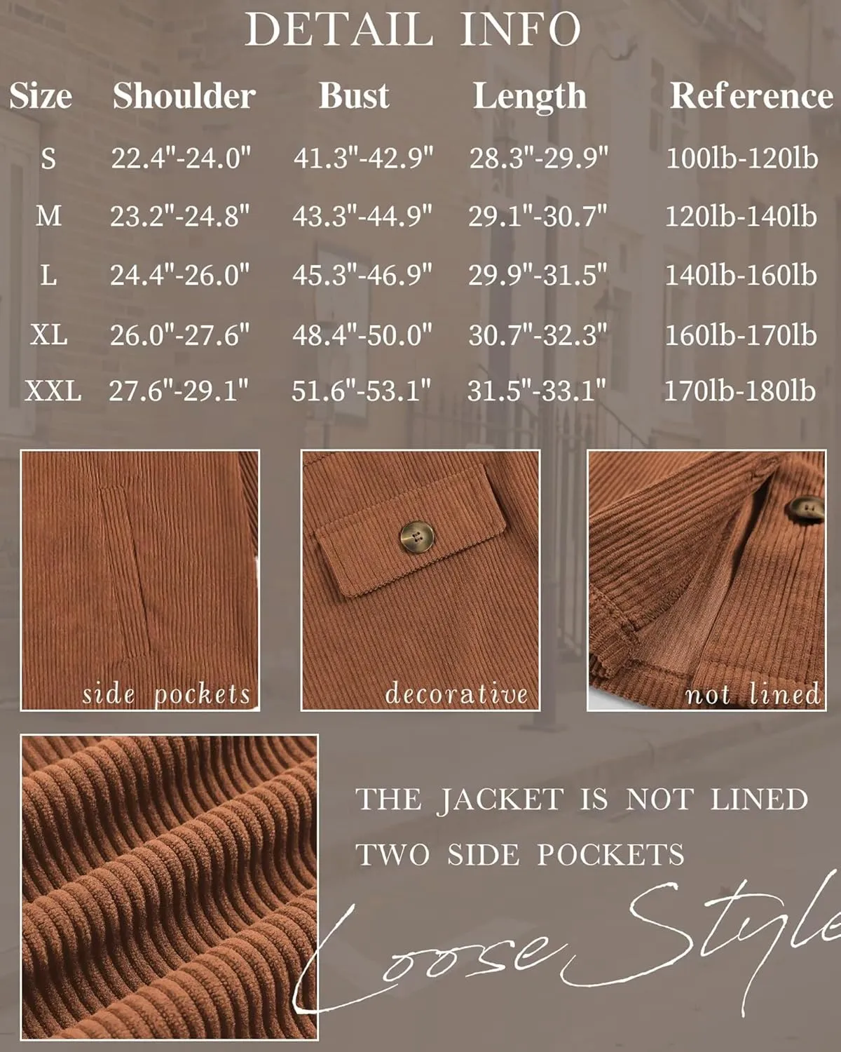 VICHYIE Womens Corduroy Shacket Blouses Button Down Shirts Pocket Long Sleeves Tops Jacket Coats