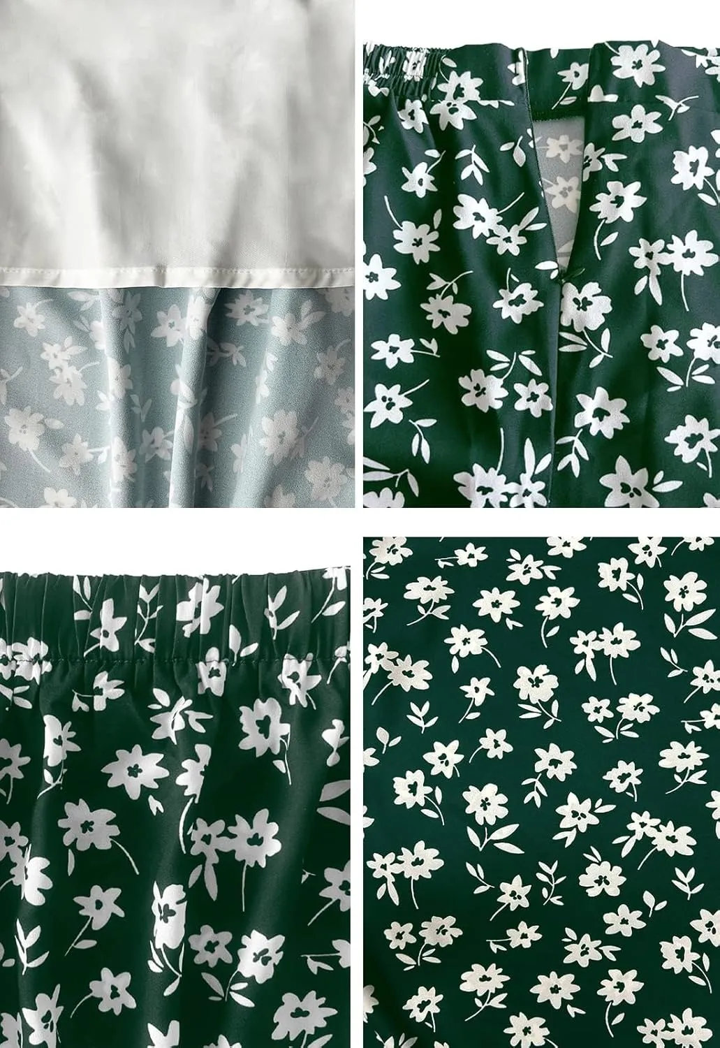 Womens Floral Print Midi Skirt Casual High Elastic Waist Zipper Vintage Long Boho Skirts for Women