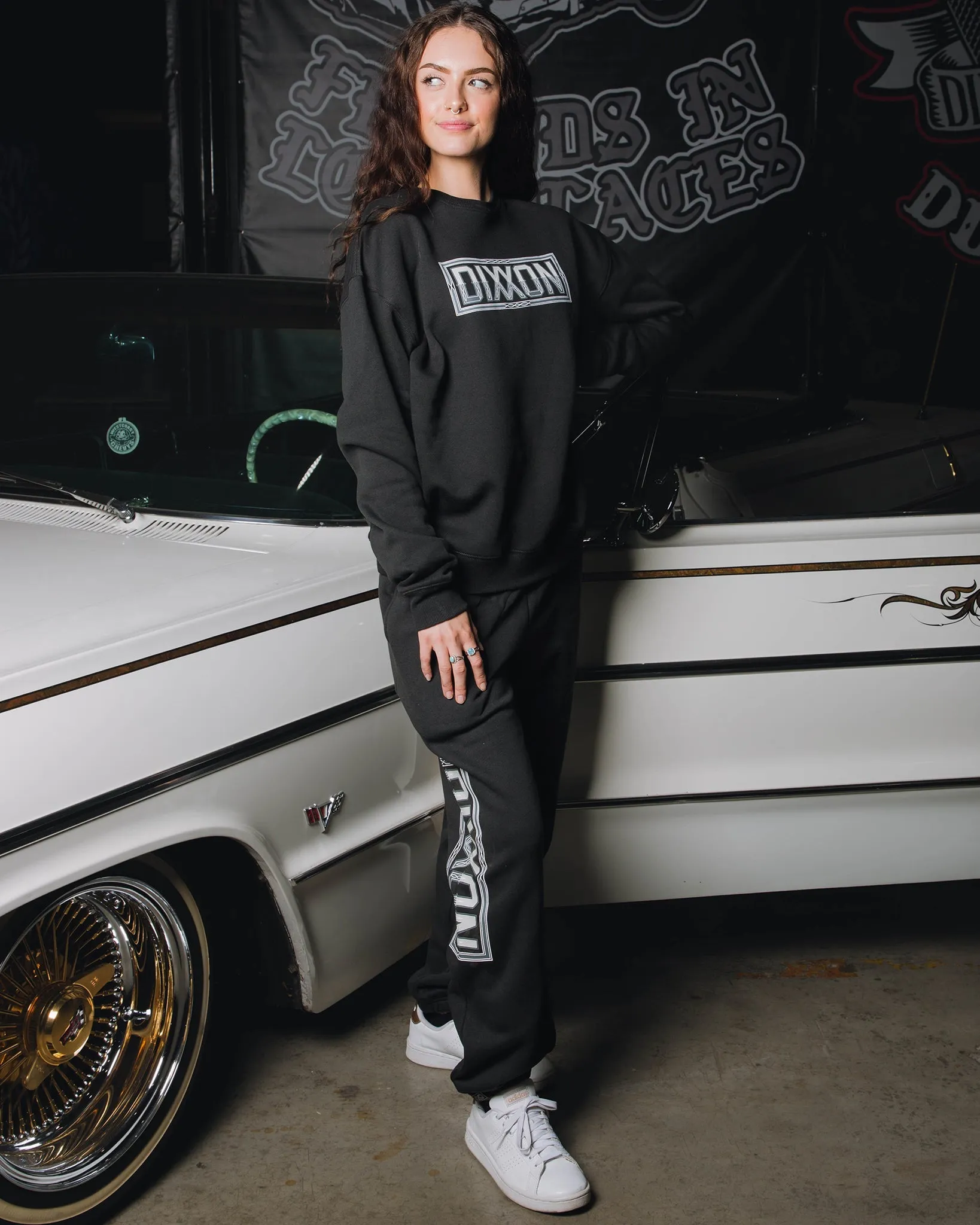 Women's Pinstripe Crewneck Sweatshirt - Black & Gray