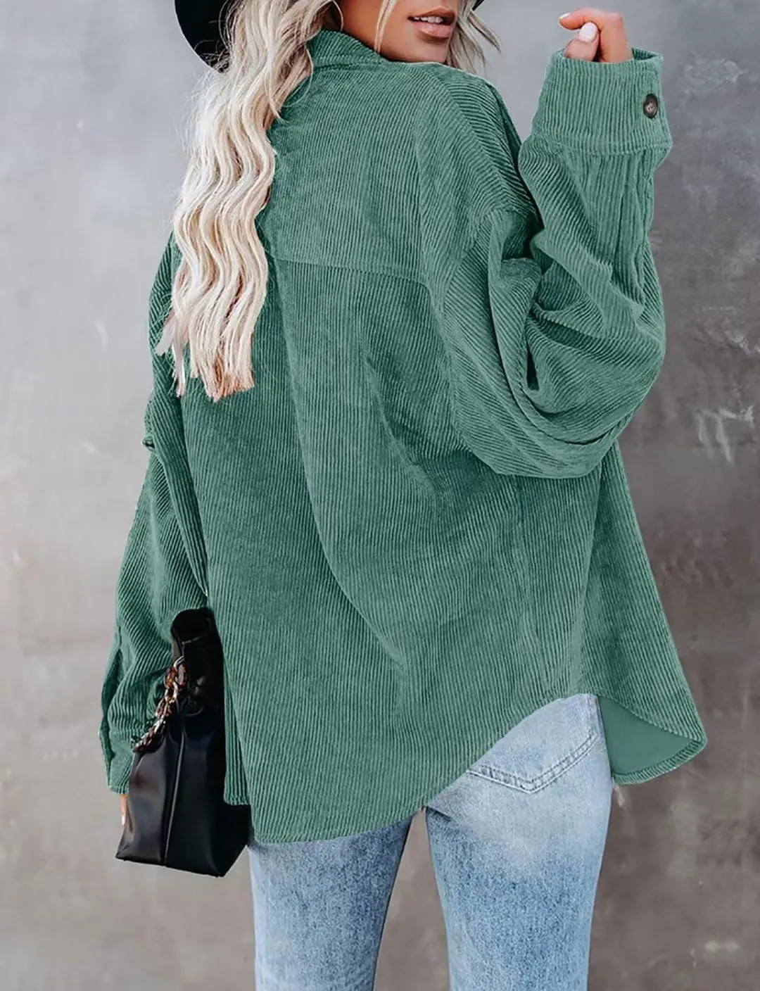 ZOLUCKY Womens Shackets Jacket Plus Size Long Sleeve Button Down Shirts Blouses Tops